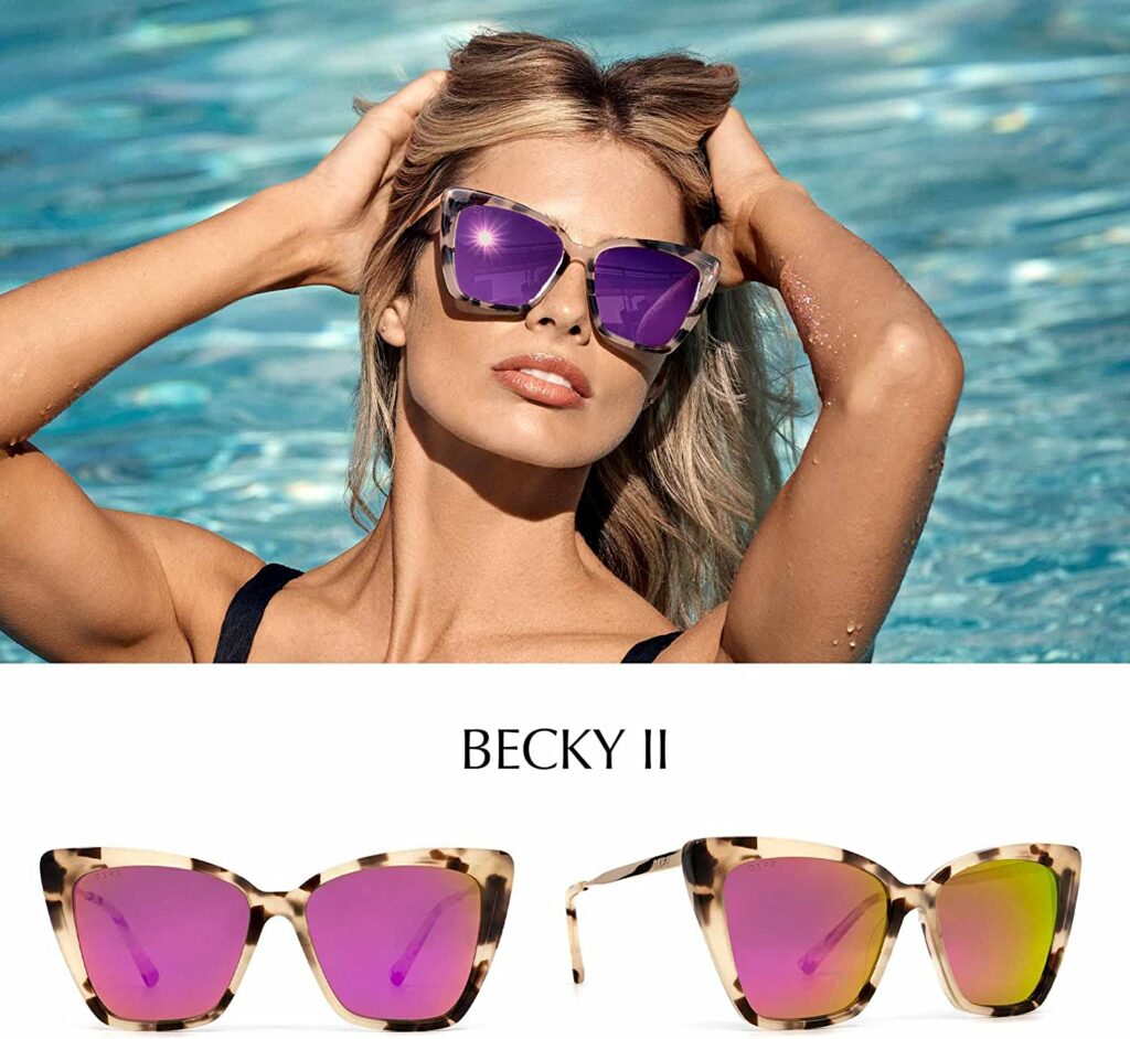DIFF Becky II Pink 57mm Sunglasses - When Worn 1