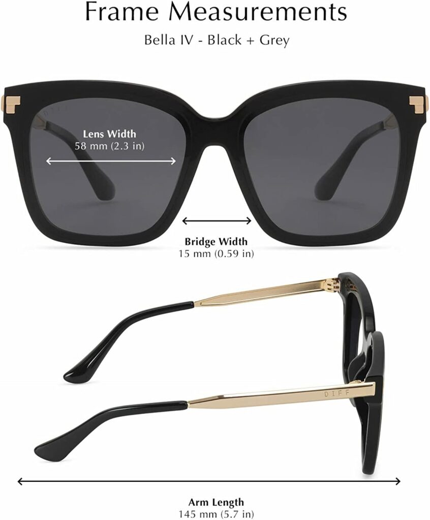 Diff Bella IV Brown 58mm Sunglasses - Frame Measurement